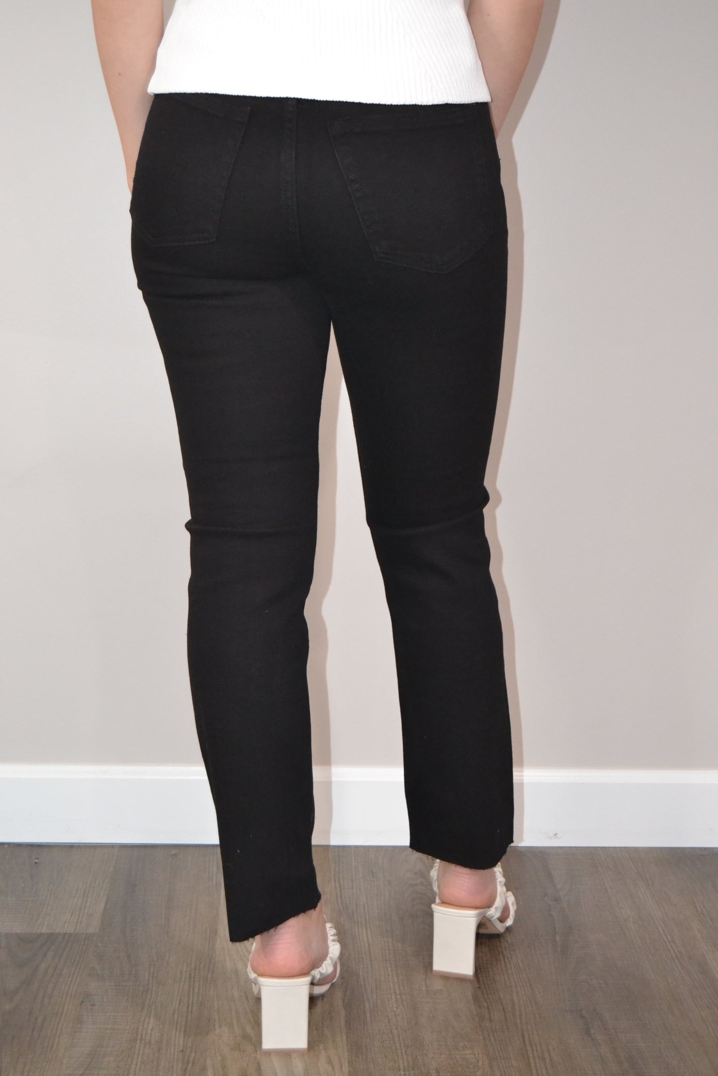 Cut Off Straight Leg Jeans