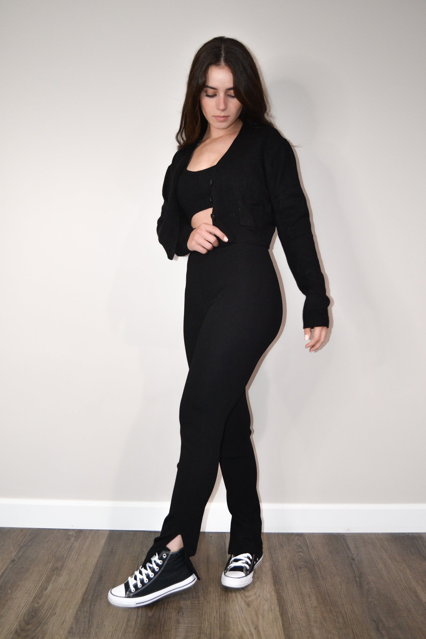 Ribbed Slit Leggings