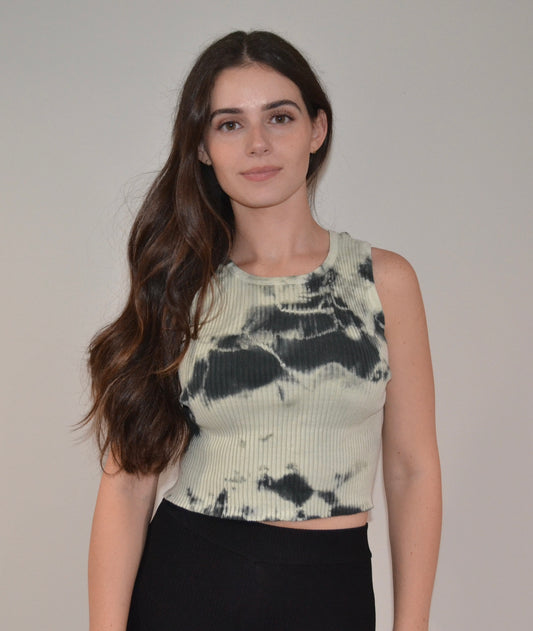 Tie-dye Ribbed Crop Tank Top